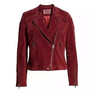 BLANKNYC No Limit Suede Leather Moto Motorcycle Jacket Red Wine S